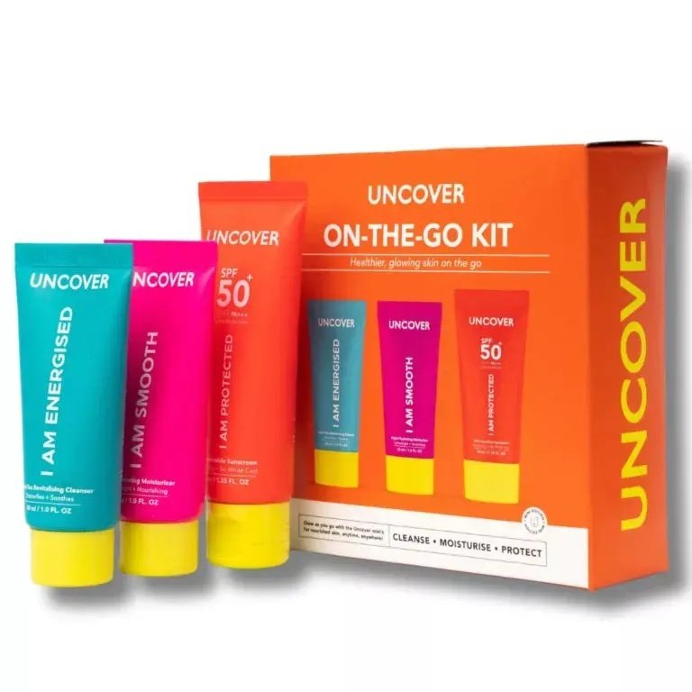 img_2358.jpeg Uncover The essential kit (3 Step Routine: Cleanser 30ml, Moisturizer 30ml, & Sunscreen 40ml) - Image 1